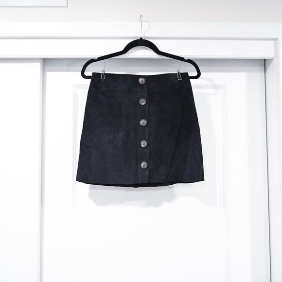 Reformation X Veda Suede Leather Black Small Mini Skirt - Picture 9 of 10